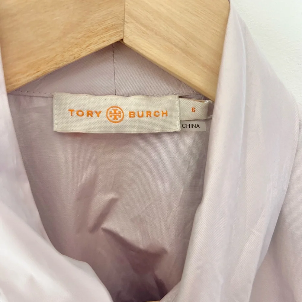 Tory Burch Daphne Bow Blouse In Sheer Lavender Light Purple Size 6 NWT‎